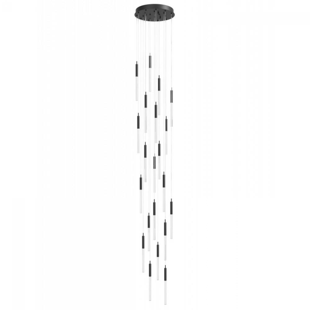 Main Street  21 Light Multi Pendant in Black with Snow Acrylic