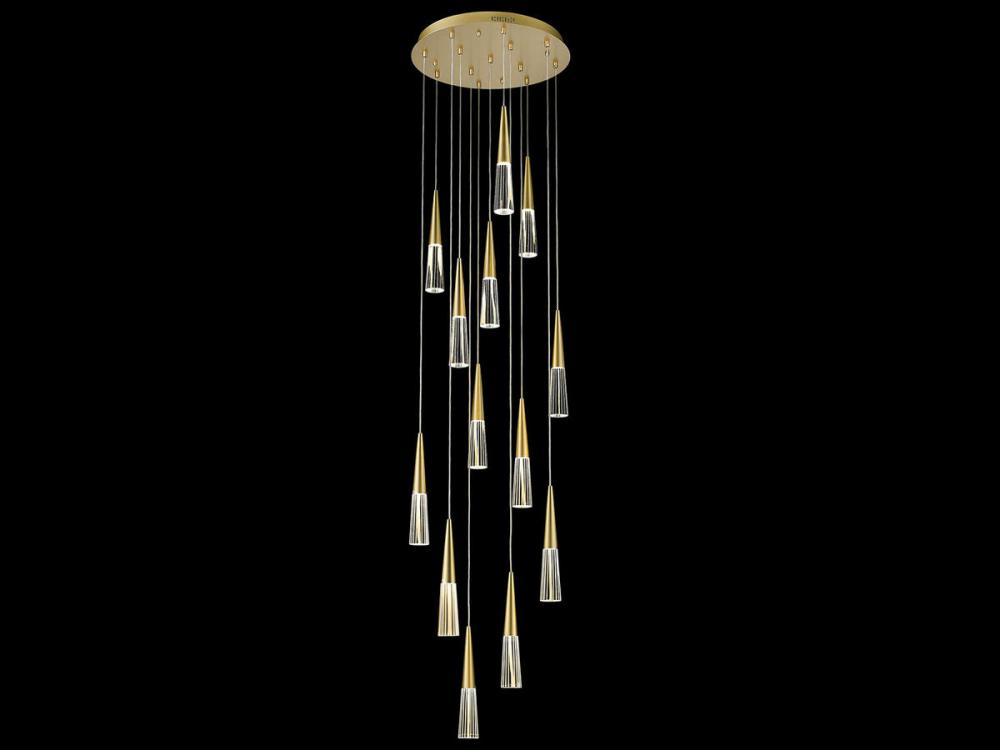Encino 13-Light Multi Pendant in Brushed Brass with Clear Crystal