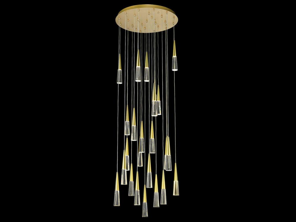 Encino 25-Light Multi Pendant in Brushed Brass with Clear Crystal