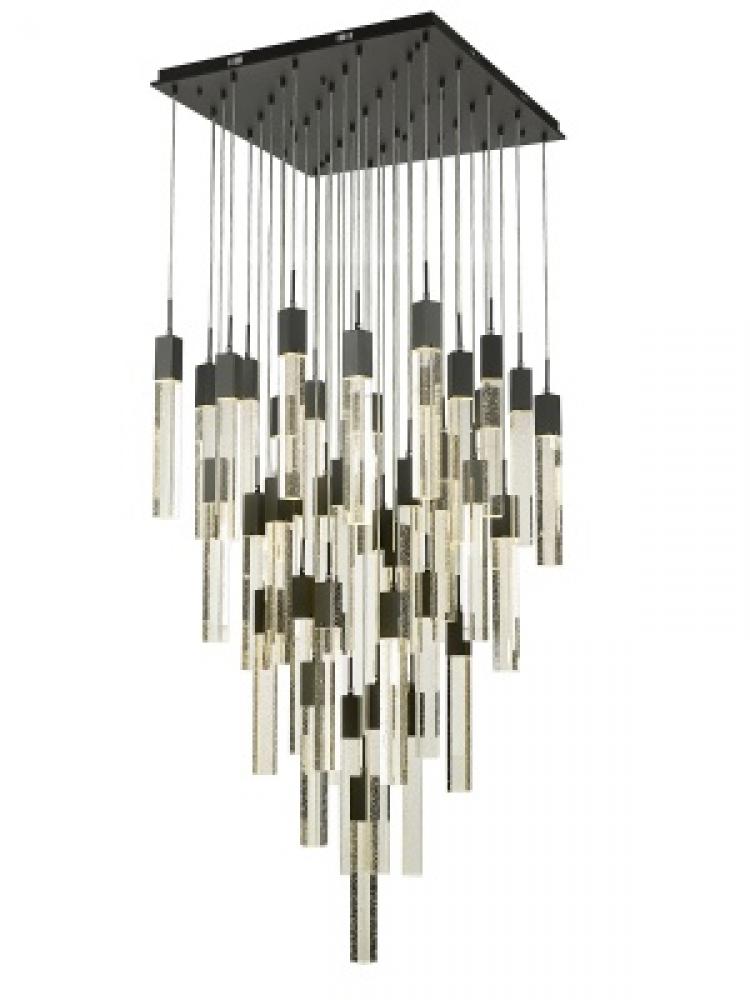 The Original Glacier Collection 41 Light Multi Pendant in Black with Bubbled Crystal