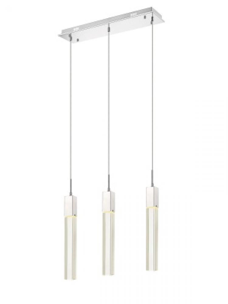 The Original Glacier Collection 3 Light Linear Multi Pendant in Polished Chrome with Clear Crystal