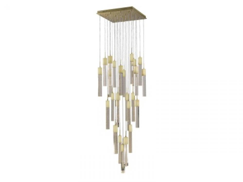 The Original Glacier Collection 25 Light Multi Pendant in Brushed Brass with Clear Crystal