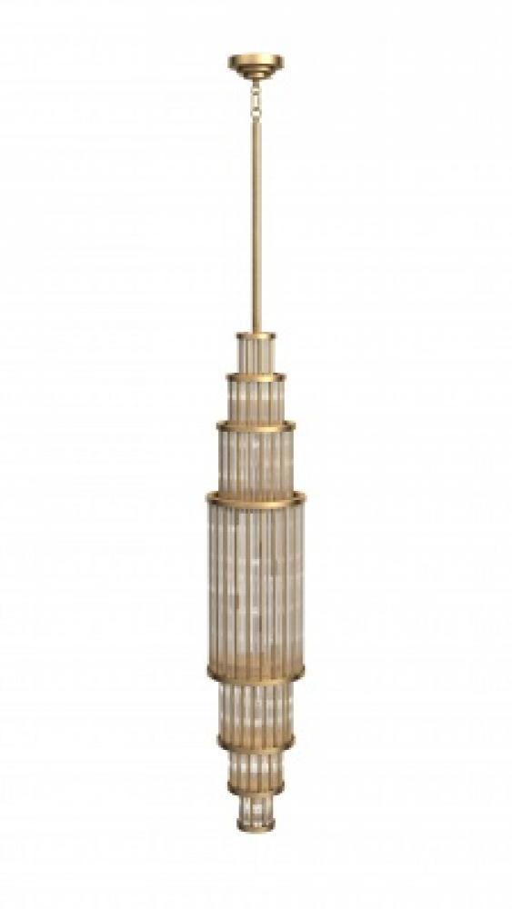 Waldorf 50" Pendant in Aged Brass with Glass Rod Accents