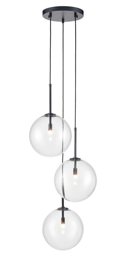 Delilah 3-Light Multi Pendant in Black with Clear Glass