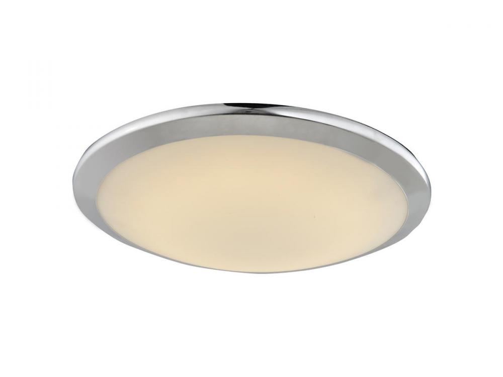 Cermack St. 12" Round Flush Mount in Chrome with Frosted Glass