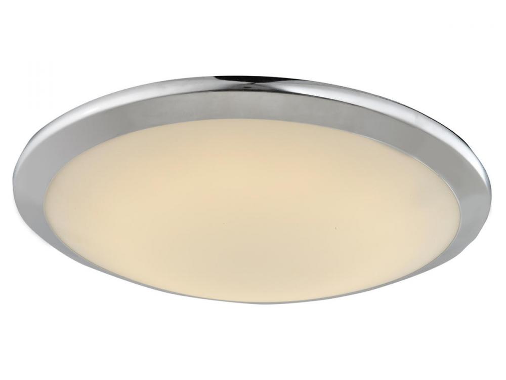 Cermack St. 15" Round Flush Mount in Chrome with Frosted Glass