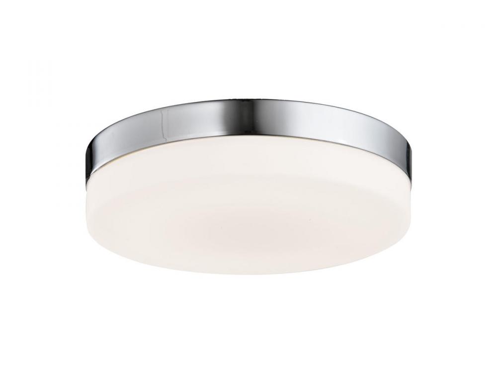 Cermack St. 9"  Round Flush Mount in Brushed Nickel with White Glass
