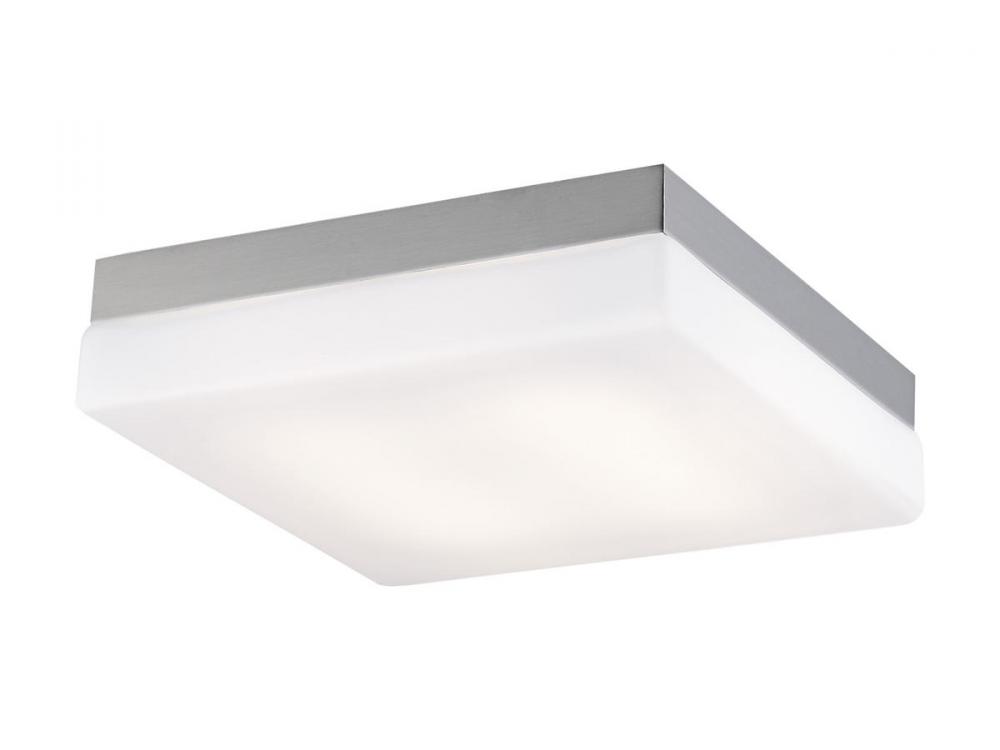 Cermack St. 11" Square Flush Mount  in Brushed Brass with White Glass