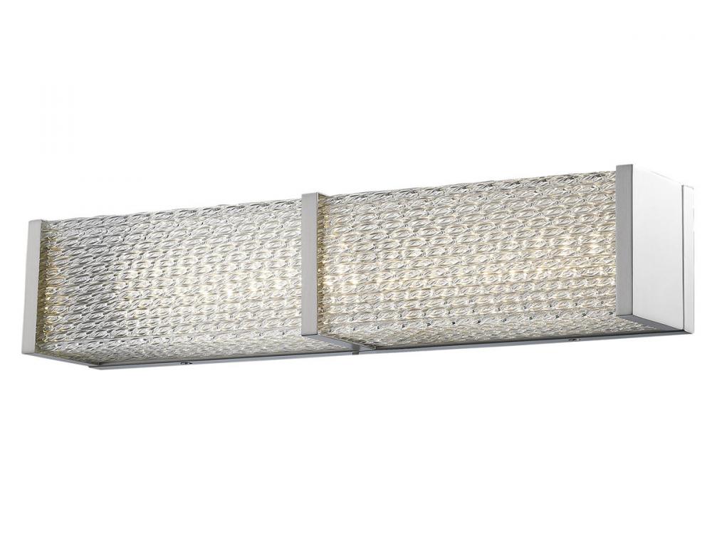 Cermack St. 18"  LED Resctangular  Vanity Bath Bar in Brushed Nickel with Textured  Glass