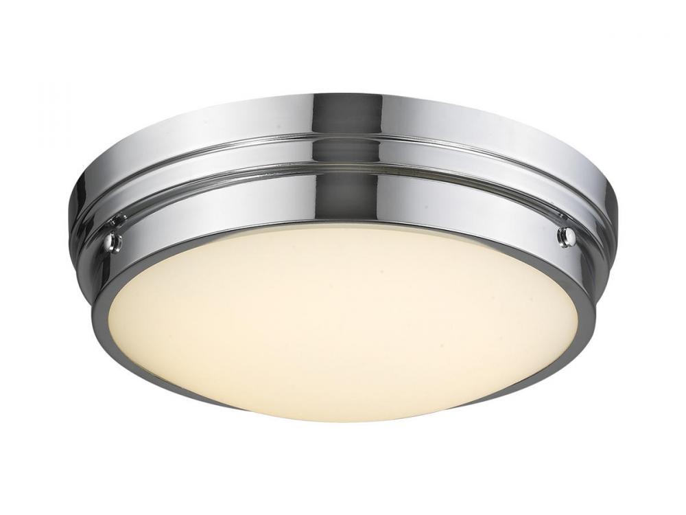 Cermack St. 13" Round Flush Mount in Chrome with Frosted Glass
