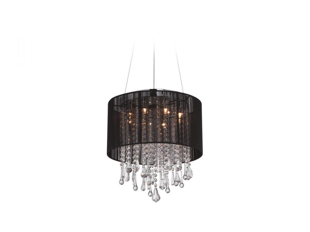 Beverly Dr. 16" Round  Chandelier with Black Silk String Shade