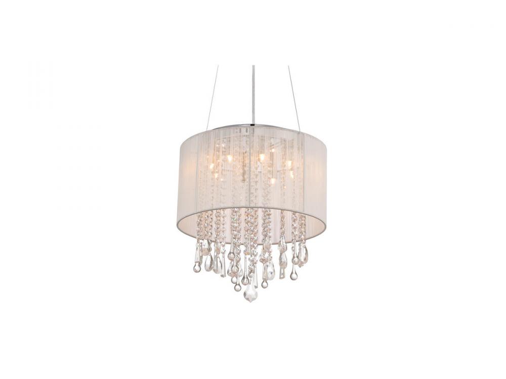 Beverly Dr. 16" Round  Chandelier with White Silk String Shade