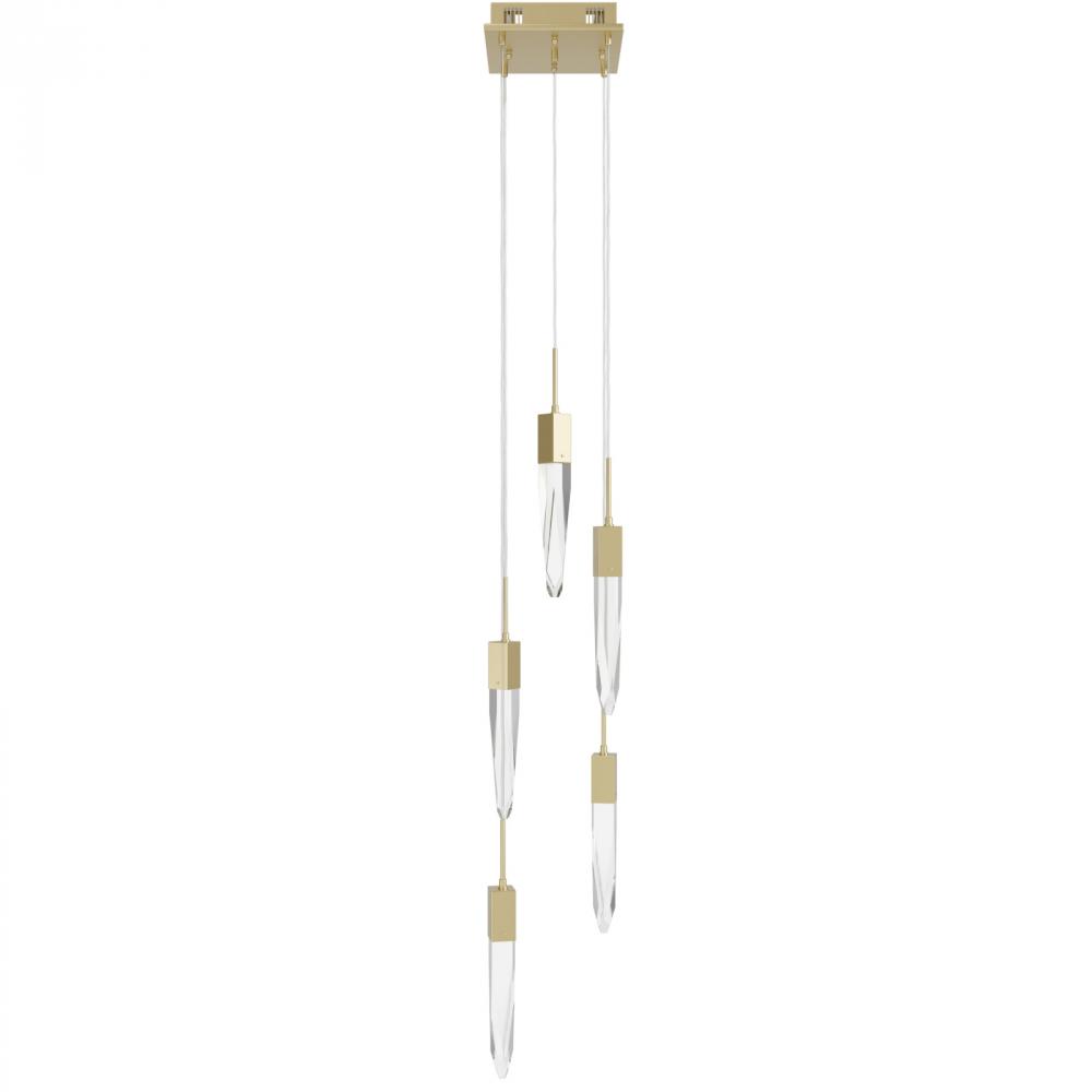 Aspen  5 Light Multi  Pendant in Brushed Brass with Clear Crystal