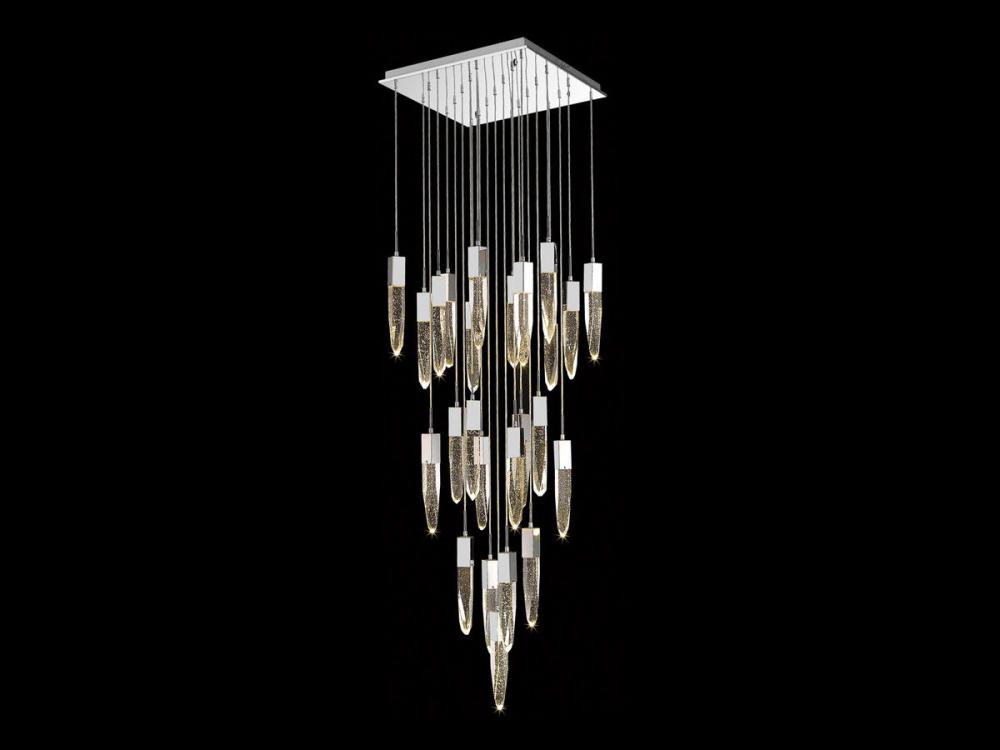 Aspen  25 Light Multi  Pendant in Polished Chrome with Bubbled Crystal