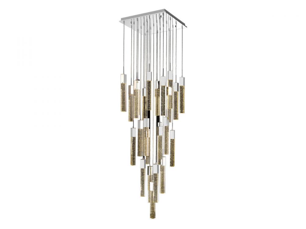 The Original Glacier Collection 25 Light Multi Pendant in Polished Chrome with Bubbled Crystal
