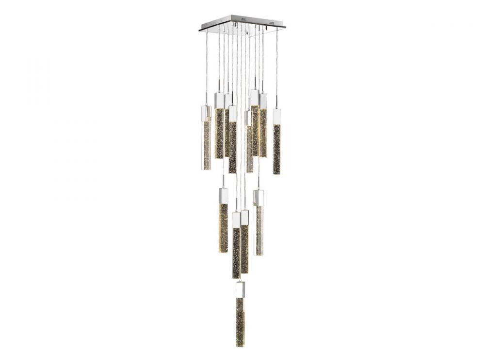 The Original Glacier Collection 13 Light Multi Pendant in Polished Chrome with Bubbled Crystal