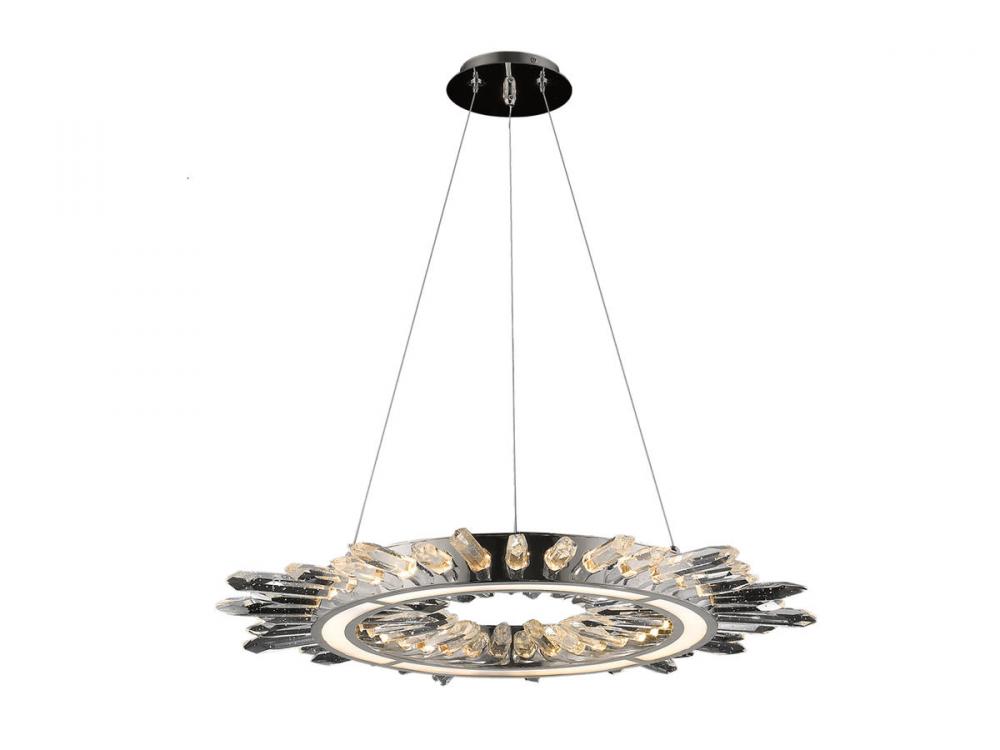 Aspen 27" LED Pendant in Polished Nickel with Bubbled Crystal Accent