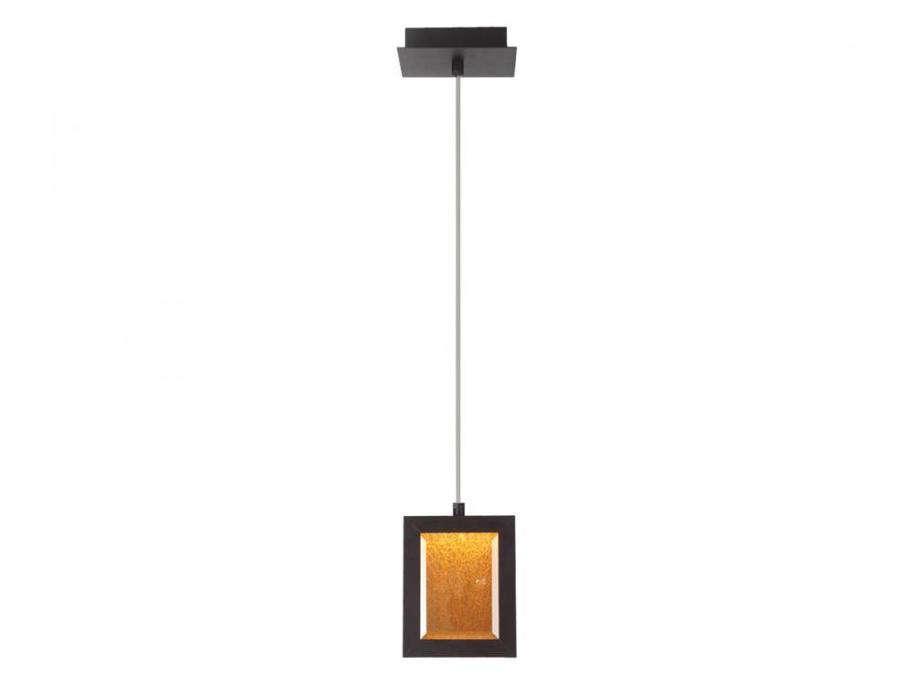Brentwood 8" Rectagular Pendant in Dark Bronze  with Textured Glass