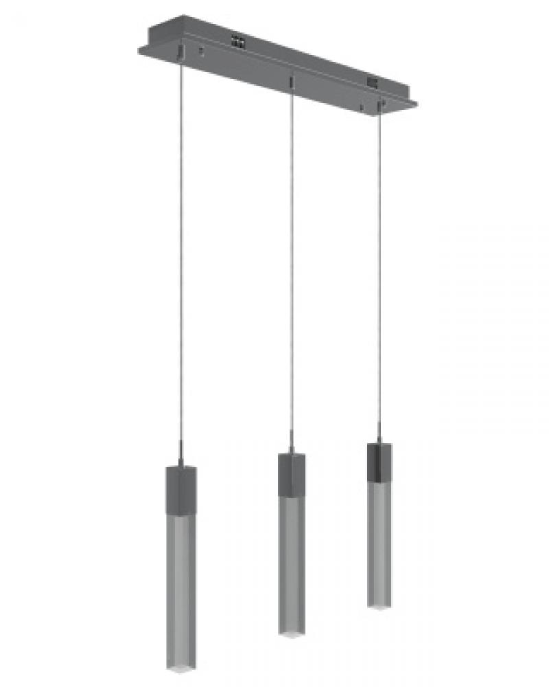 The Original Glacier Collection 3 Light Linear Multi Pendant in Polished Chrome with Snow Crystal