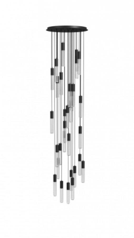 Strand 31-Light Multi Pendant in Black with Laser Cut Spiral Glass