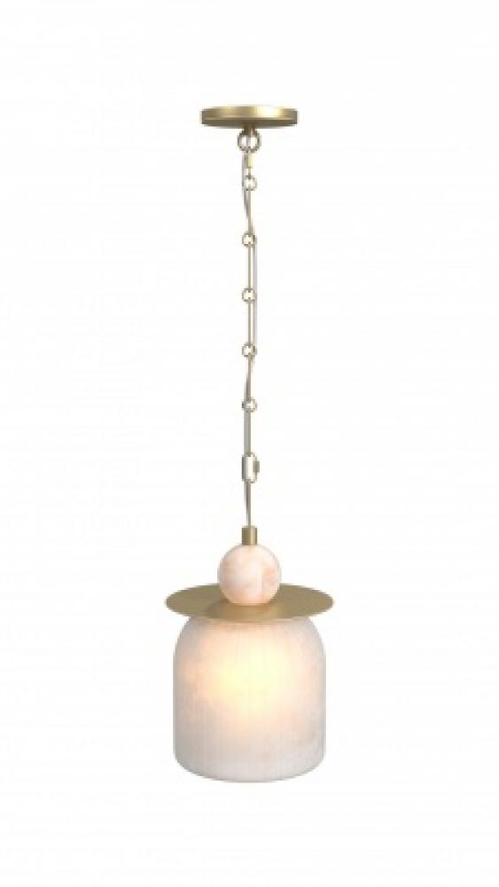 Westwood 11" LED  Pendant in Alabaster with Brushed Brass Accents