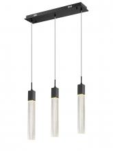 Avenue Lighting HF1900-3-GL-BK - The Original Glacier Collection 3 Light Linear Multi Pendant in Black with Bubbled Crystal