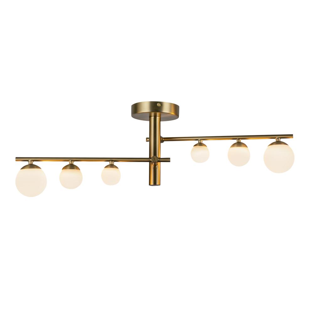 Cypress 2 Head Brushed Gold/Opal Glass LED Semi-Flush
