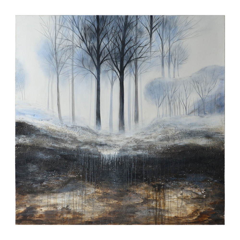 Rainier 50" Wide Canvas Art, Charcoal