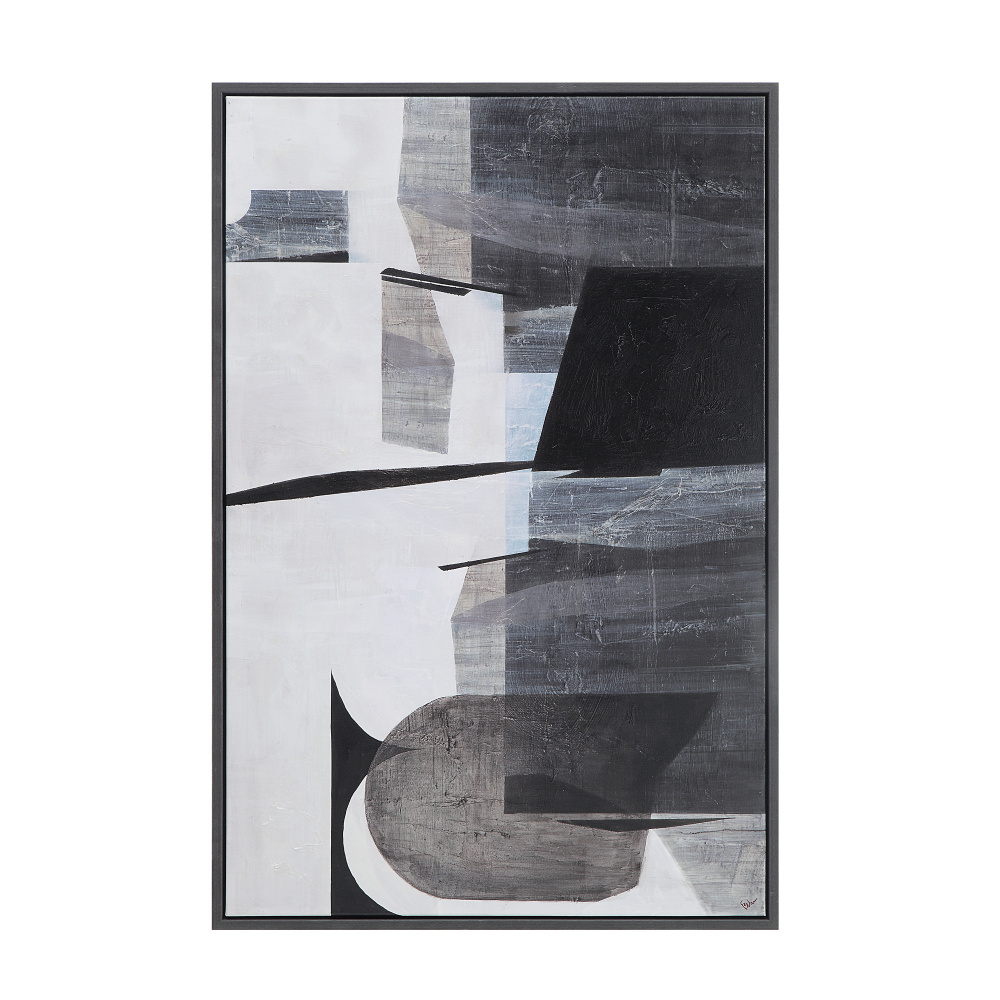 Elliott 60" Wide Canvas Art with Wood Frame, Charcoal Black