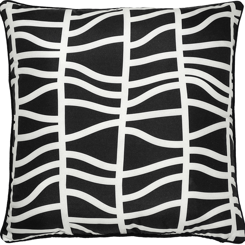 Fieldfare 22 x 22 Outdoor Pillow, Black/ White