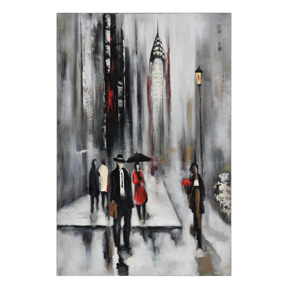 Bustling City Ii 24" Wide Canvas Art, Black