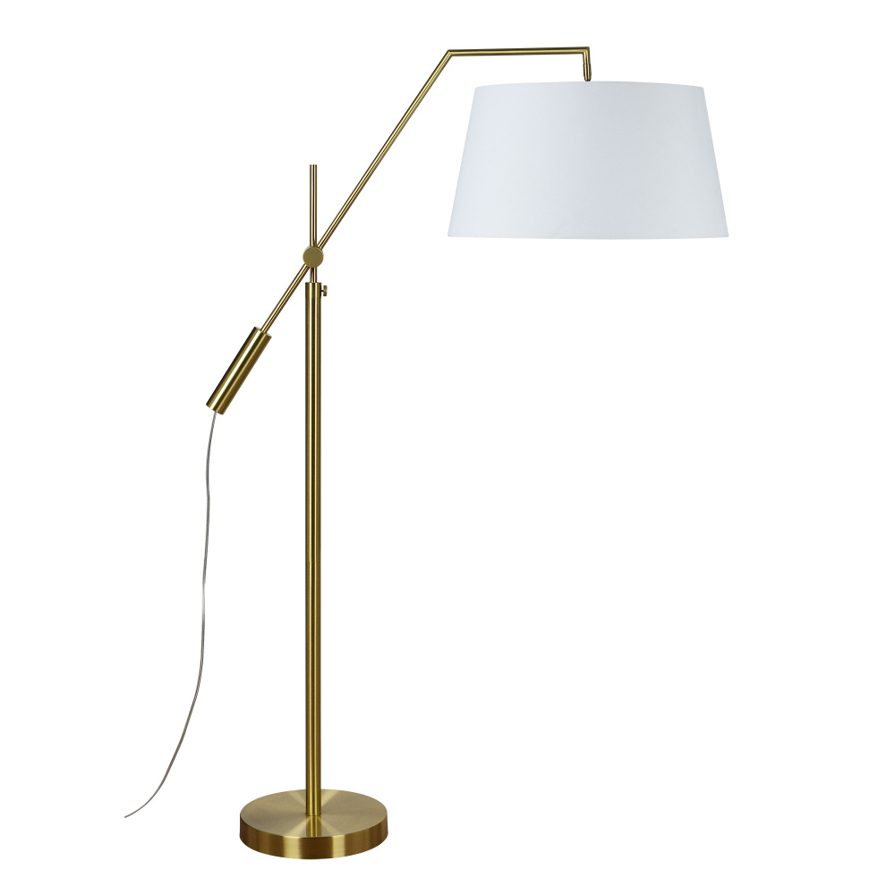 Claire 70" Length Floor Lamp, Satin Brass