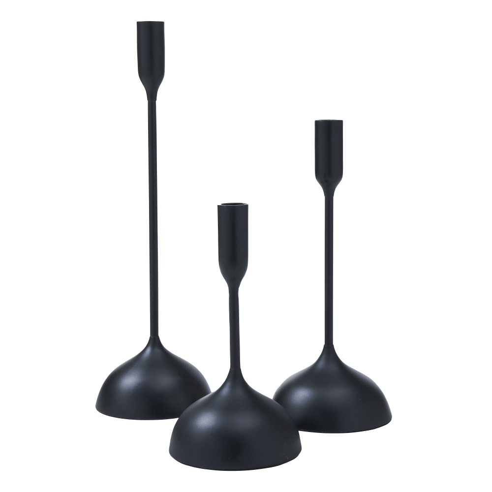 Chambers Indoor Aluminum Set of 3 Tapered Candle Holder, Matte Black