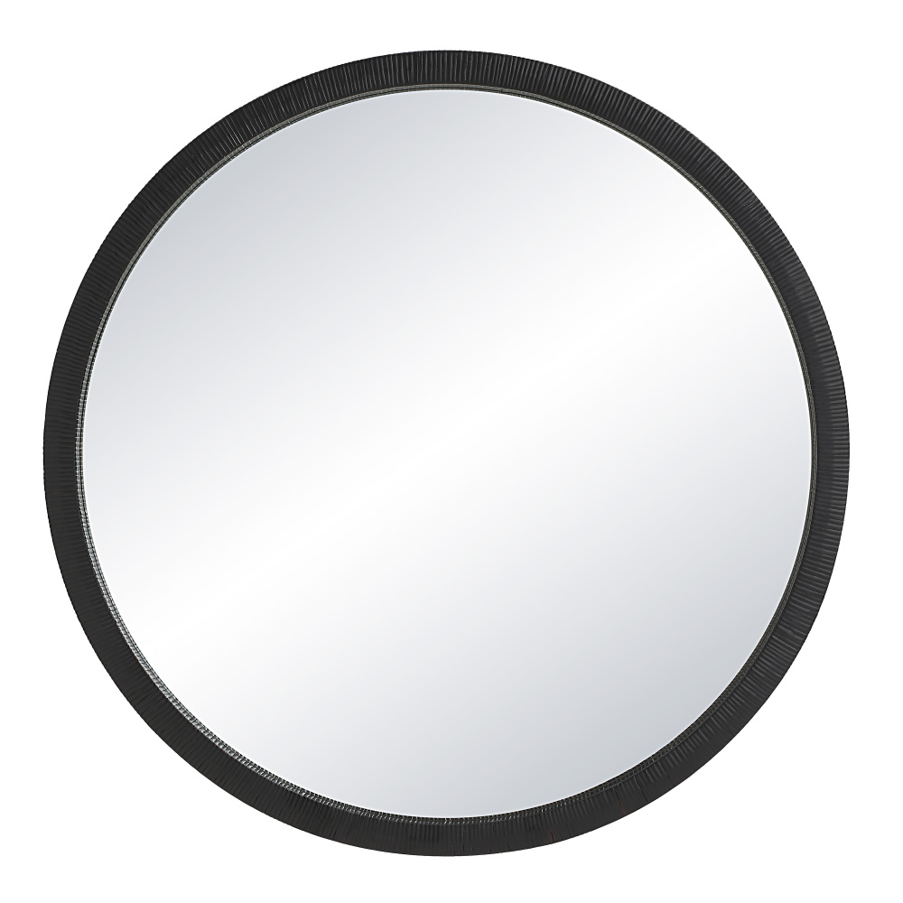 Solo 48" Tall Round Wall Mirror, Black