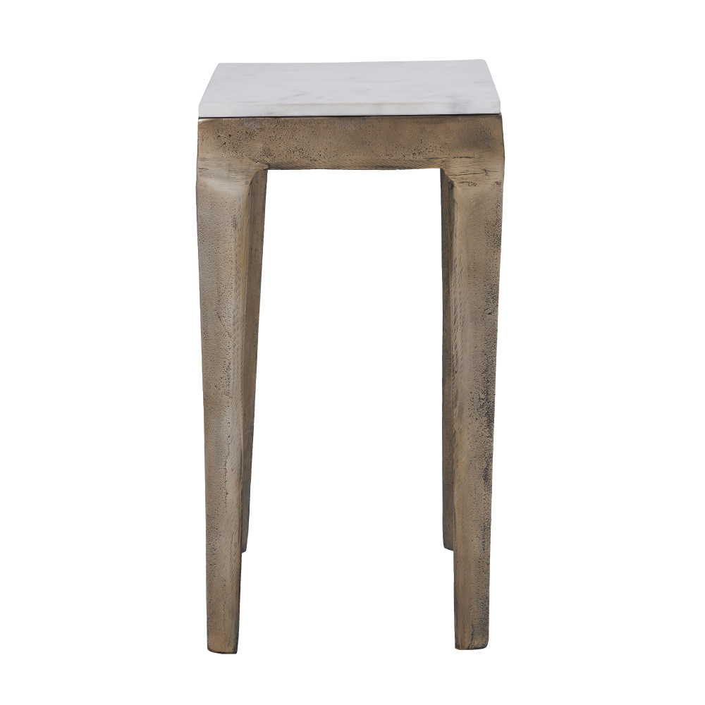 Abby Indoor Cast Aluminum Side Table, Antique Brass