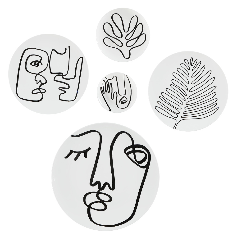 Solange 5 Piece Wide Wall Art, Black