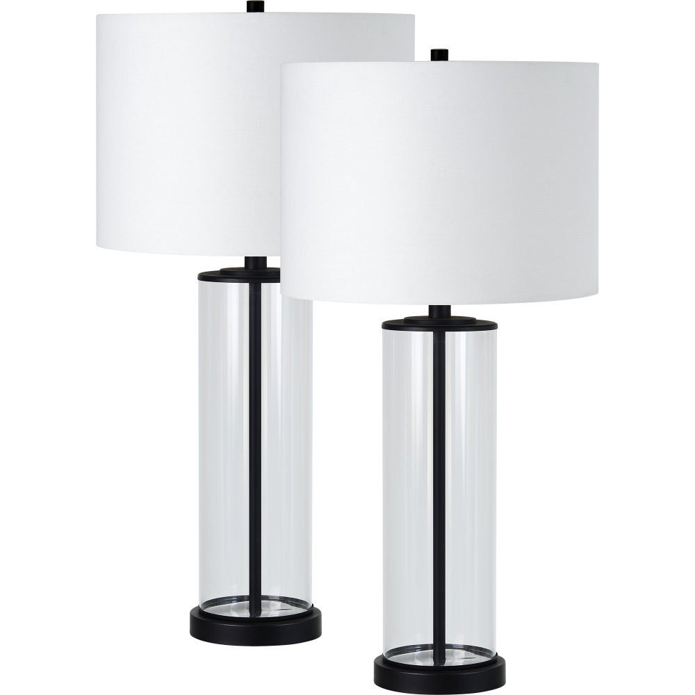 Desdemona 28" Length Table Lamp- Set of two, Clear and Matte black