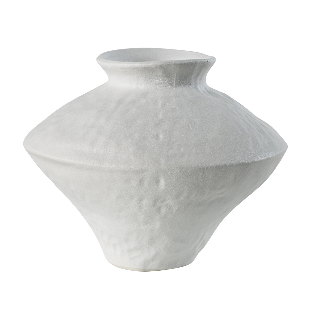 Mills Indoor Porcelain Ceramic Vase, Matte Off-White