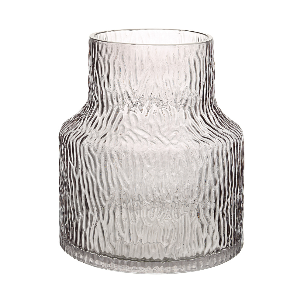 Hyacinth Indoor Mouth Blown Glass Glass Vase, Grey Texture