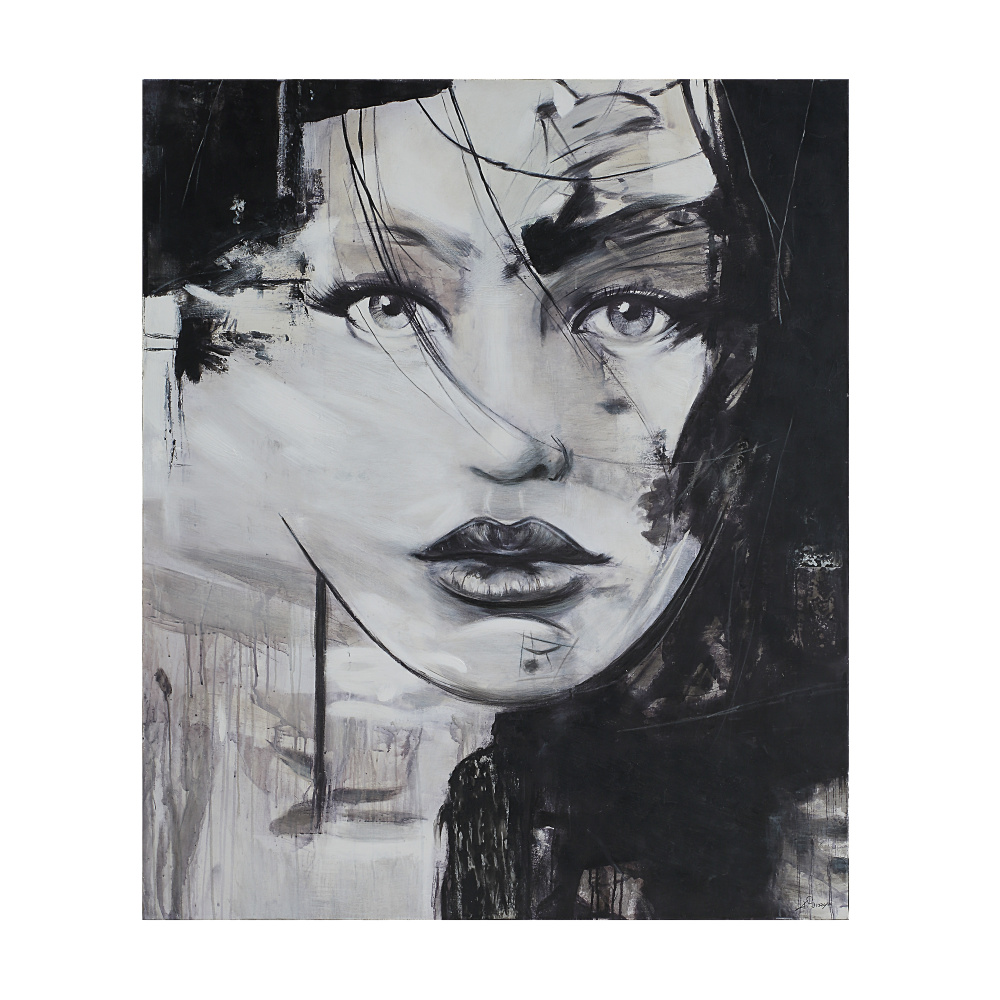 Chrysantine 50" Wide Canvas Art, Black