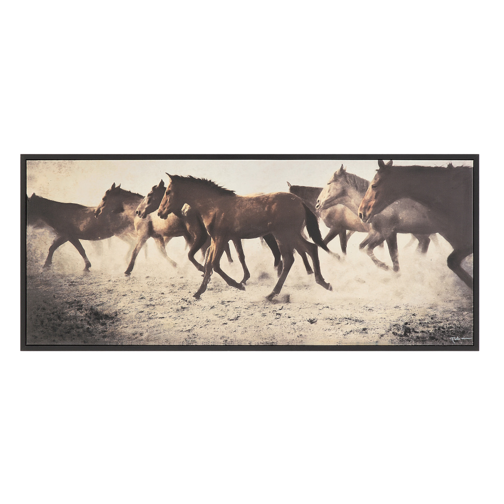 Ares 60" Wide Canvas Art with Wood Frame, Black