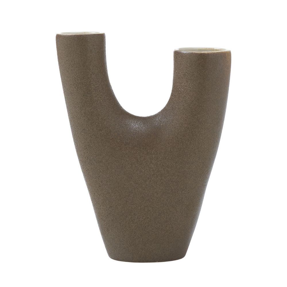 Garnier Indoor Ceramic Stoneware Small Vase, Textured Brown