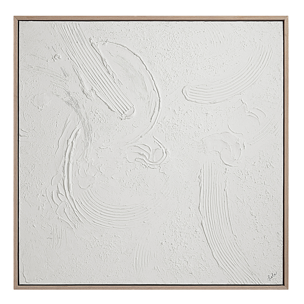 Luz 50" Wide Canvas Art with Wood Frame, Cream