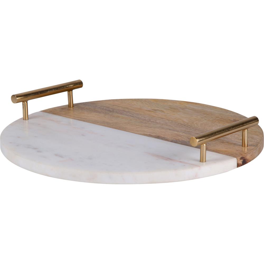 Dinova Indoor Mango Wood Tray, Antique Brass