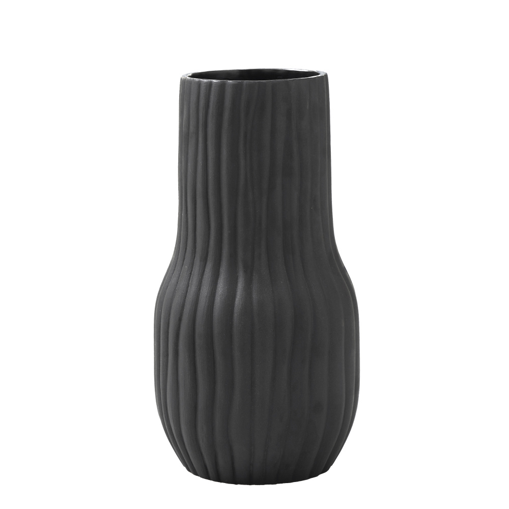 Nocera Indoor Ceramic Stoneware Vase, Matte Black