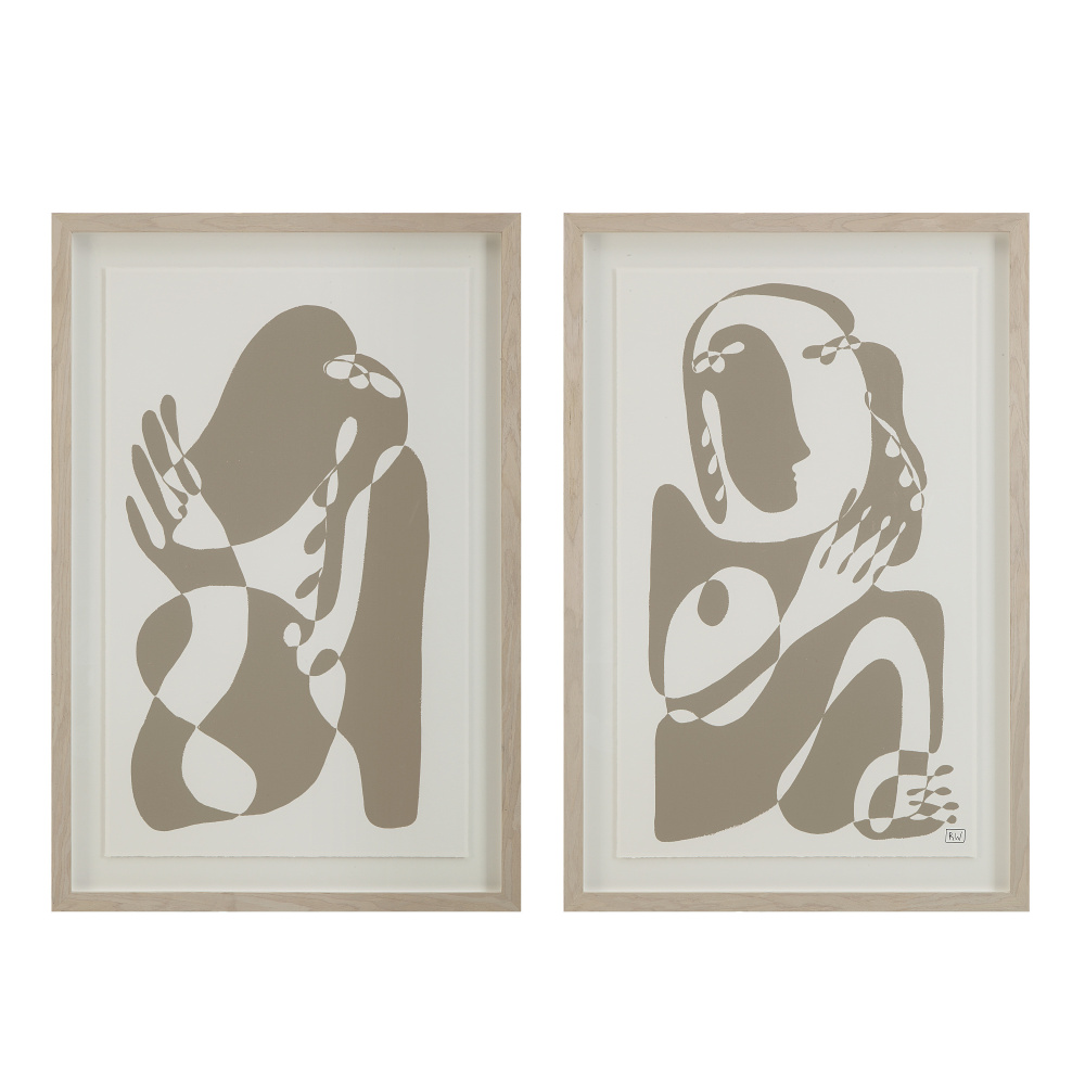 Cybel 24.1" Wide Wall Art with Wood Frame, Walnut