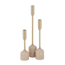 Renwil CAN184 - Vesta Indoor Iron Set of 3 Tapered Candle Holder, Satin Brass