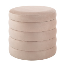 Renwil CHA099 - Lloyd Indoor Poly-Velvet Storage Ottoman, Beige
