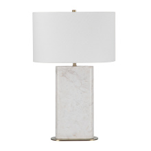 Renwil LPT1258 - Irisa 27" Tall Plated Antique Brushed Brass Iron Table Lamp with Drum Linen Shade