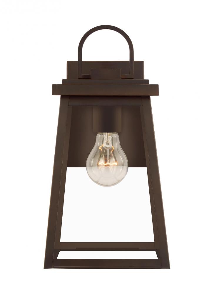 Founders modern 1-light LED outdoor exterior medium wall lantern sconce in antique bronze Finish